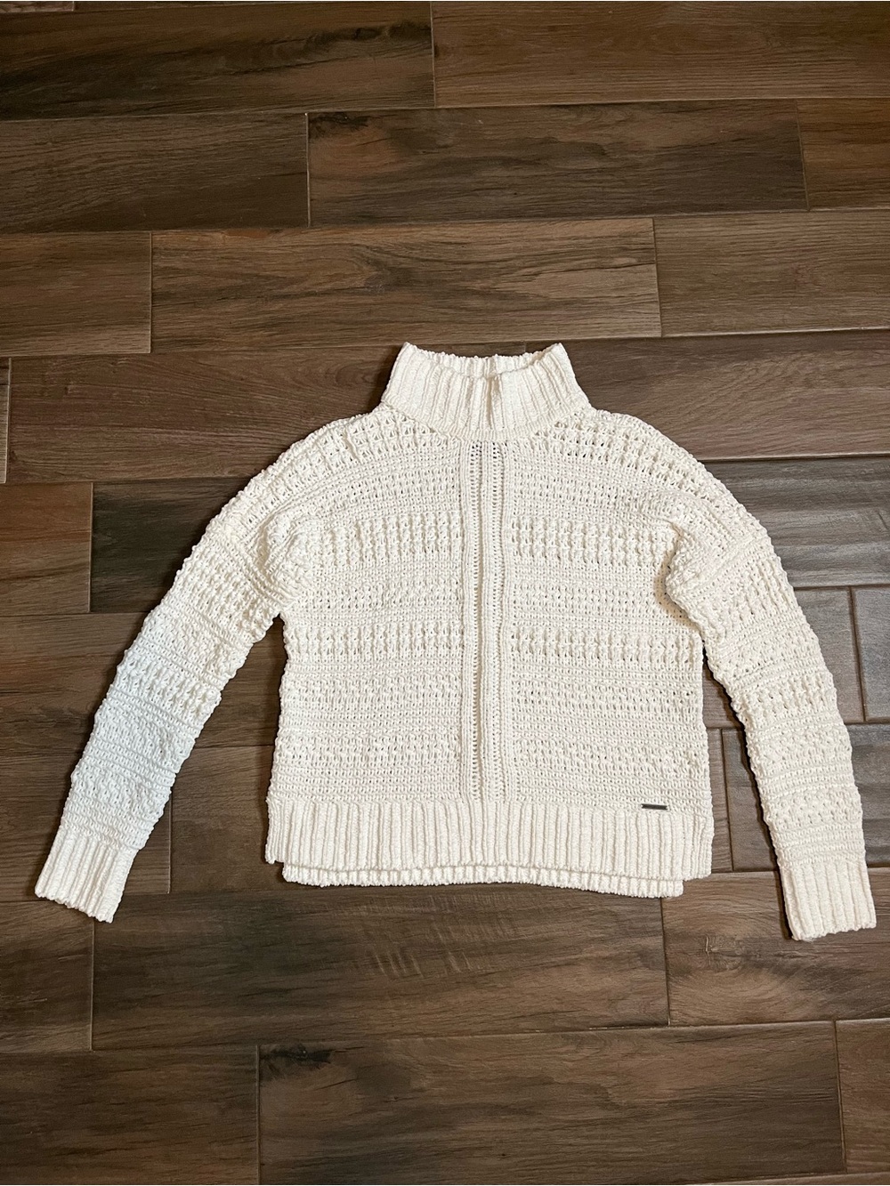 Abercrombie & Fitch chunky knit ribbed mock neck sweater white